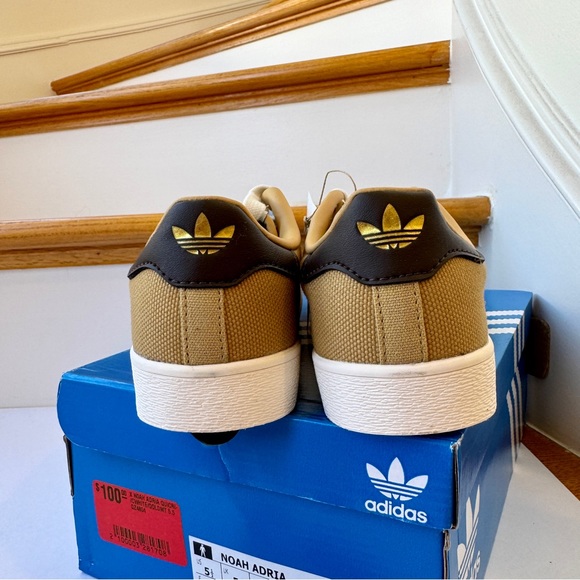 NWT Adidas x Noah Adria Collab Sneakers in  Golden Beige Tan Brown Shoes - Picture 13 of 14